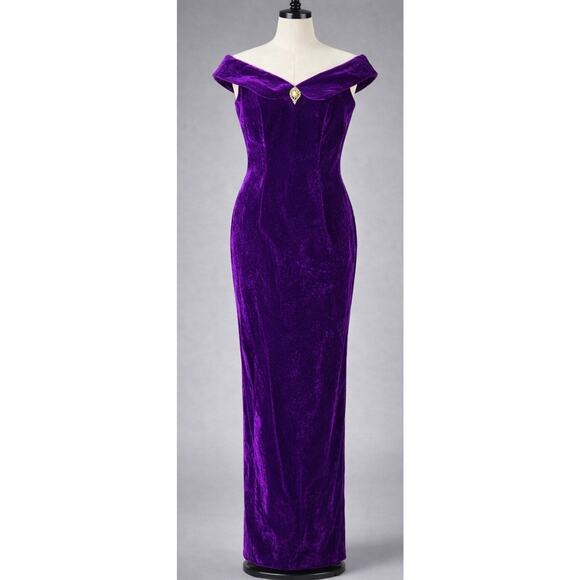 Jessica McClintock Dresses & Skirts - Vintage Jessica McClintock Gunne Sax Velvet Long Evening Dress Deep Purple 7 9